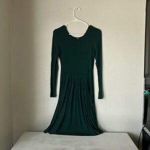 Green Long Sleeve Dress With Pockets Women Small